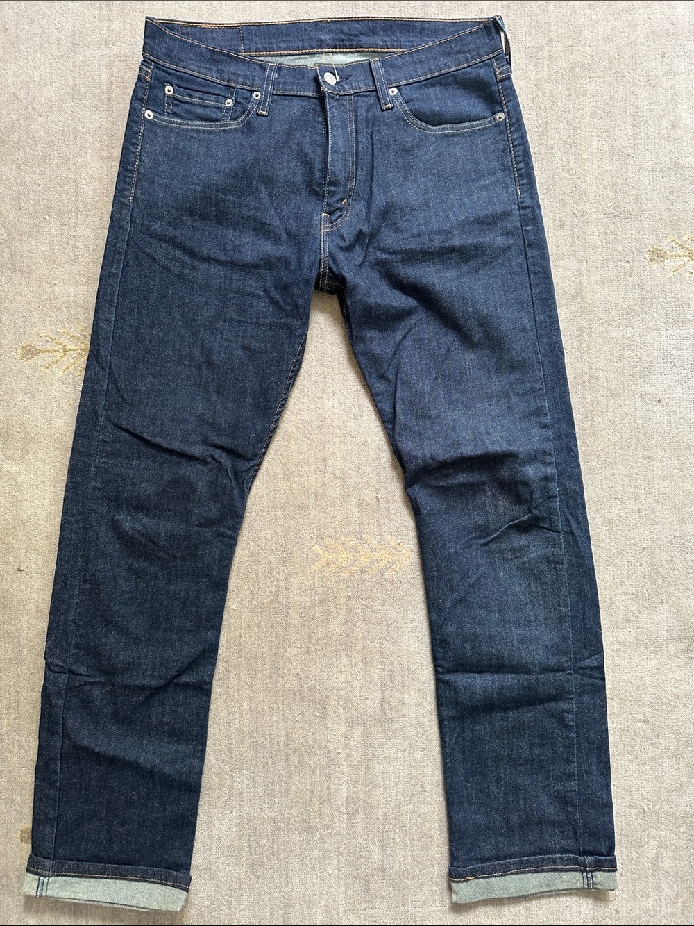 Men's Dark Blue Slim Straight Jeans